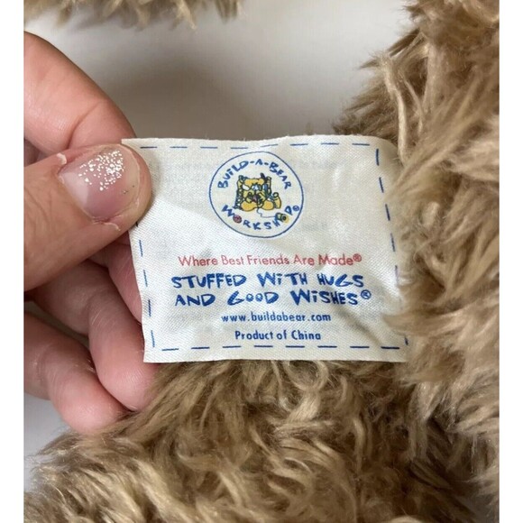 Vintage Build A Bear Curly Teddy Bear 14" Tan Faux Leather Paws Says I LOVE YOU - Picture 4 of 11